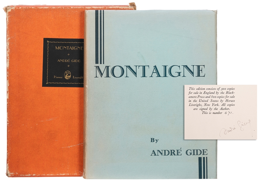  GIDE, André (1869–1951). Montaigne. London and New York: Th...