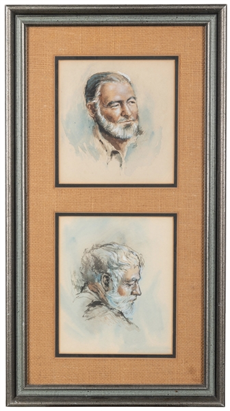  [HEMINGWAY, Ernest]. A pair of watercolor portraits of the ...