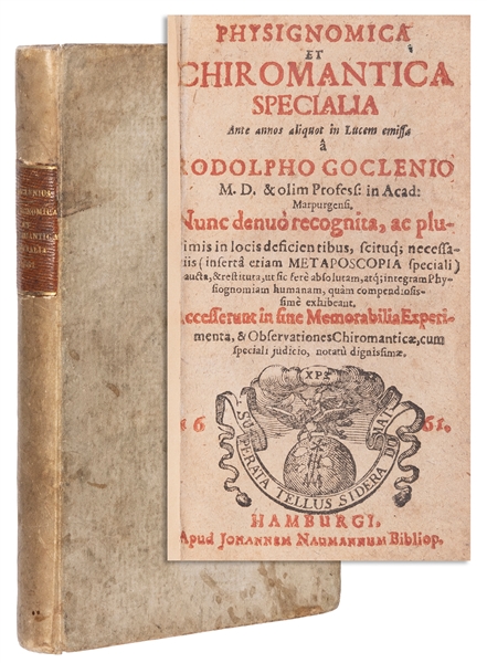  [PALMOLOGY]. GOCLENIUS, Rudolph (1547–1628). Physignomica e...