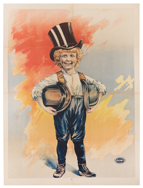  Boy with Three Hats. Paris: Affiches Camis, ca. 1900. Litho...