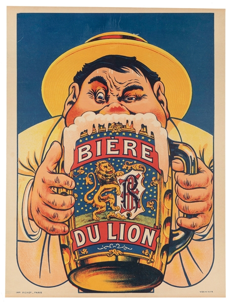  OGE, Eugene. Biere du Lion. Paris: Pichot, ca. 1910s. Carto...