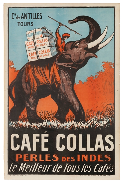  Cafe Collas. 1927. [France]: Imp. La Semeuse. An elephant l...