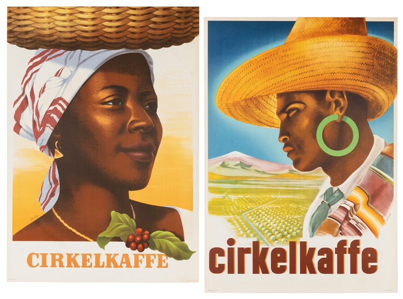  [COFFEE]. Pair of Cirkel Kaffe posters. 1948 / 1955. Stockh...