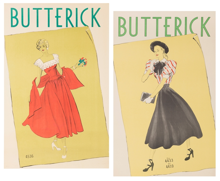  [FASHION]. Butterick. Two posters. USA, ca. 1950s. Posters ...