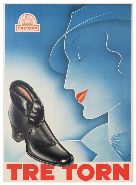  MONOGRAM (“OH”). Tretorn. 1937. Lithograph poster advertisi...