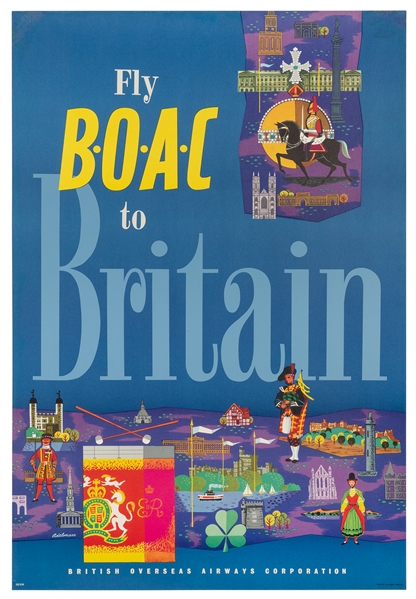  ADELMAN. Fly BOAC to Britain. Great Britain, ca. 1959. Colo...