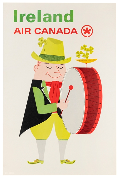  Air Canada / Ireland. Circa 1960s. A smiling leprechaun ban...