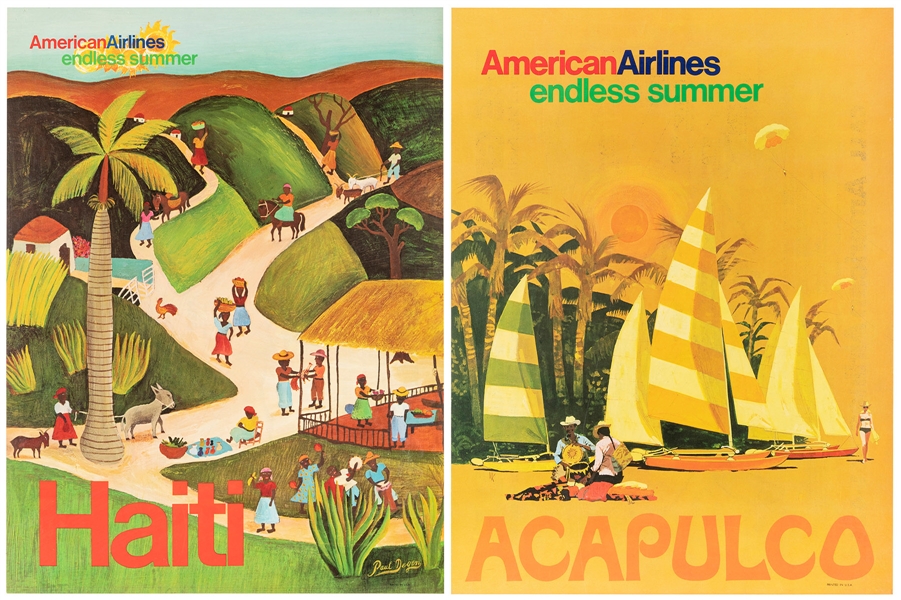  American Airlines. Two Caribbean destination travel posters...