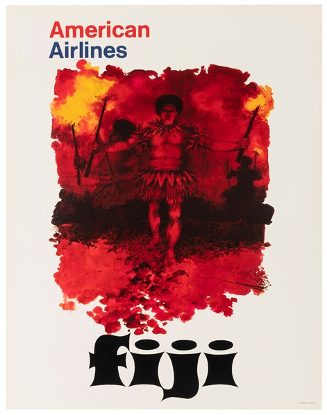  American Airlines / Fiji. 1970s. 20 x 15”. Linen backed. A....