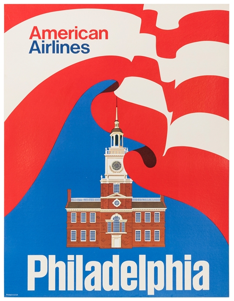  American Airlines / Philadelphia. USA, 1970s. Airline poste...