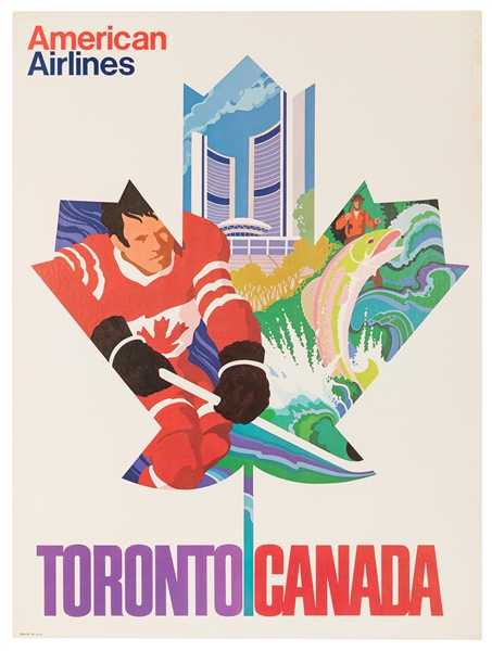  American Airlines / Toronto. Circa 1970s. A hockey player, ...