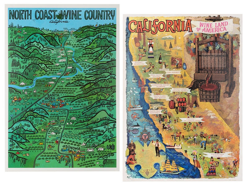  [CALIFORNIA]. Two California wine land posters. Including: ...