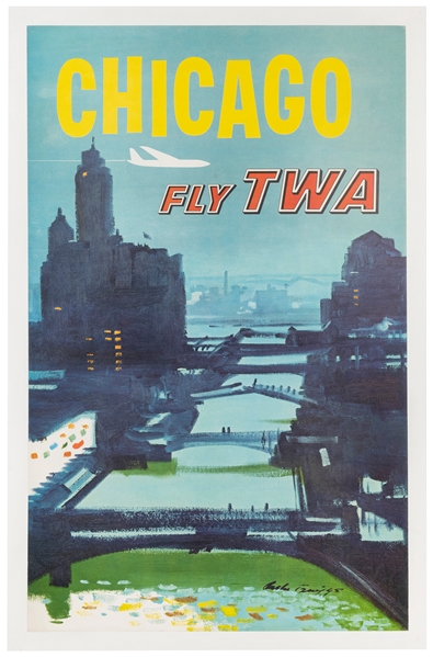  BRIGGS, Austin (1908-1973). Chicago / Fly TWA. Circa 1960s....