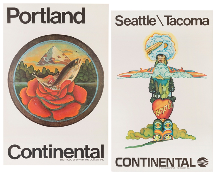  Continental Airlines / Portland [and] Seattle-Tacoma. Circa...