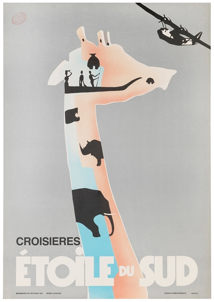  Croisieres Etoile du Sud. Paris: Imp. Feltin, ca. 1960s. Pos...