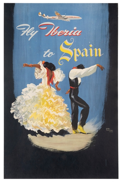  ESTEBAN, Angel. Fly Iberia to Spain. Circa 1950s. A couple ...