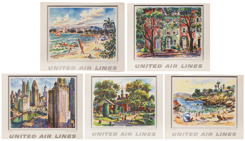  FEHER, Joseph (1909-1987). United Airlines. A group of 13 w...