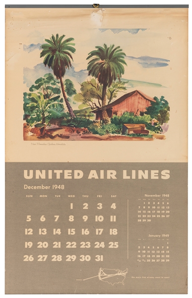  FEHER, Joseph (1909-1987). United Airlines. 1948-1949 wall ...