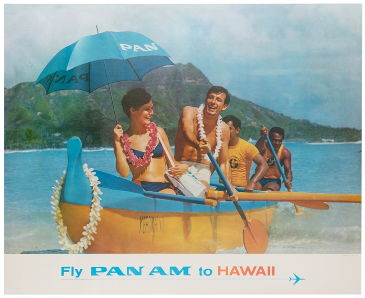  Fly Pan Am to Hawaii. 1965. Photographic airline poster of ...