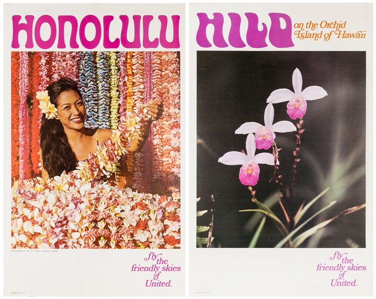  United Airlines / Hawaii. Two posters. Circa 1970s. Origina...