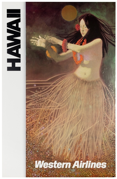  Western Airlines / Hawaii. Circa 1970s. 37 x 24”. Unbacked....