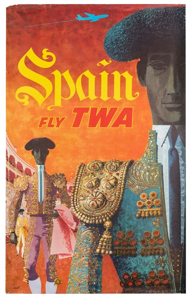  KLEIN, David (1918–2005). Spain / Fly TWA. 1960s. 40 x 25”....