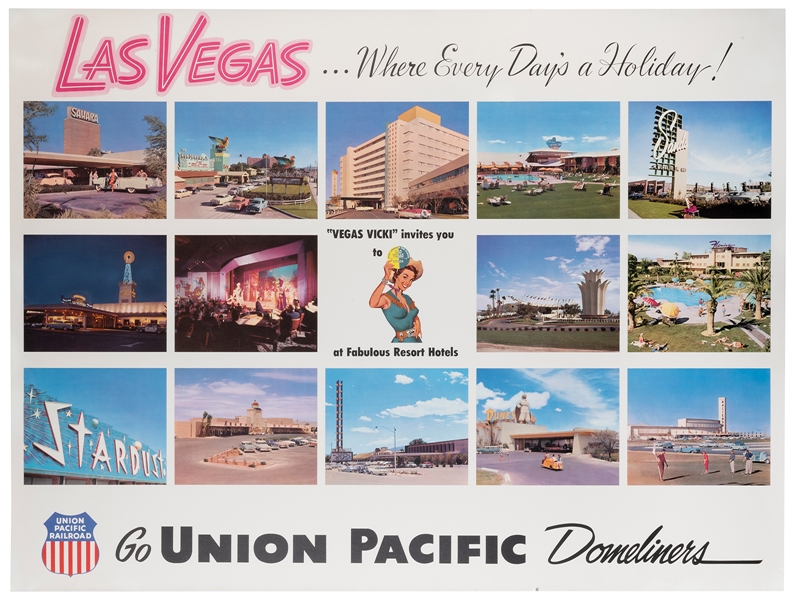  Las Vegas / Go Union Pacific Domeliners. Circa 1950s. Railr...