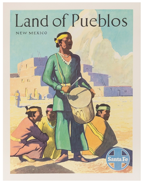  VILLA, Hernando B. Santa Fe Railroad / Land of Pueblos. Cir...