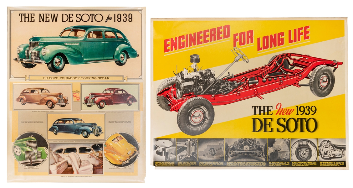  The New DeSoto of 1939. Two posters. Lithograph showroom po...