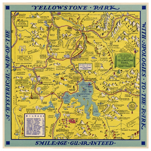  LINDGREN, Jolly. A Hysterical Map of Yellowstone National P...