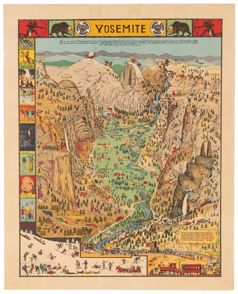  MORA, Jo (1876–1947). Yosemite. 1949. Pictorial map of Yose...