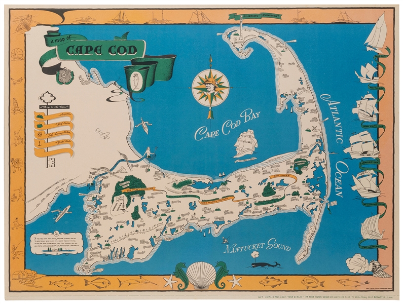  PAIGE, Paul. A Map of Cape Cod. East Brewster, MA, ca. 1940...