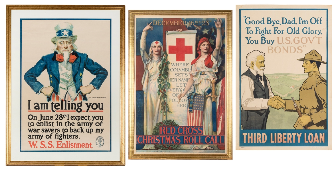  [WORLD WAR I]. Group of 3 propaganda posters. Including: FL...