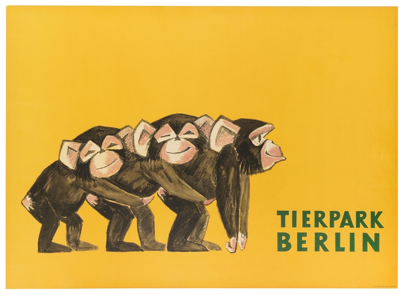  Tierpark Berlin / Monkeys. Circa 1970s. A trio of smiling m...