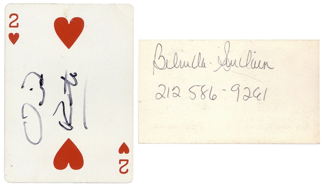  ROTH, David. Business Card and Signed Playing Card. A busin...