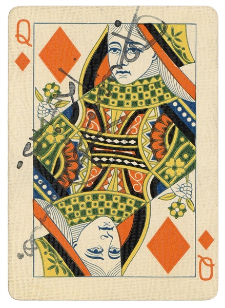  DOWNS, T. Nelson. Signed Playing Card. A vintage playing ca...