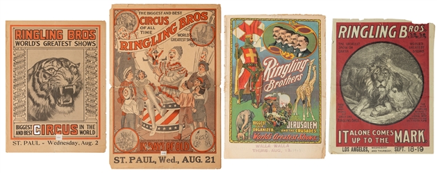  Ringling Bros. Four couriers, 1900-16. Lot of four circus c...