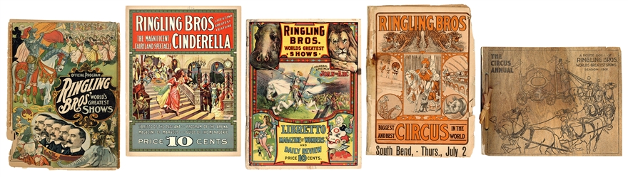  [RINGLING BROS.]. Group of 1900s-10s programs and route boo...