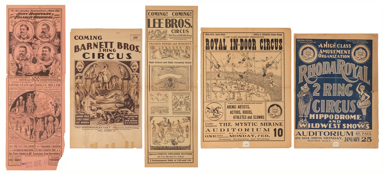  [CIRCUS]. Lot of 8 American pre-war circus couriers and her...