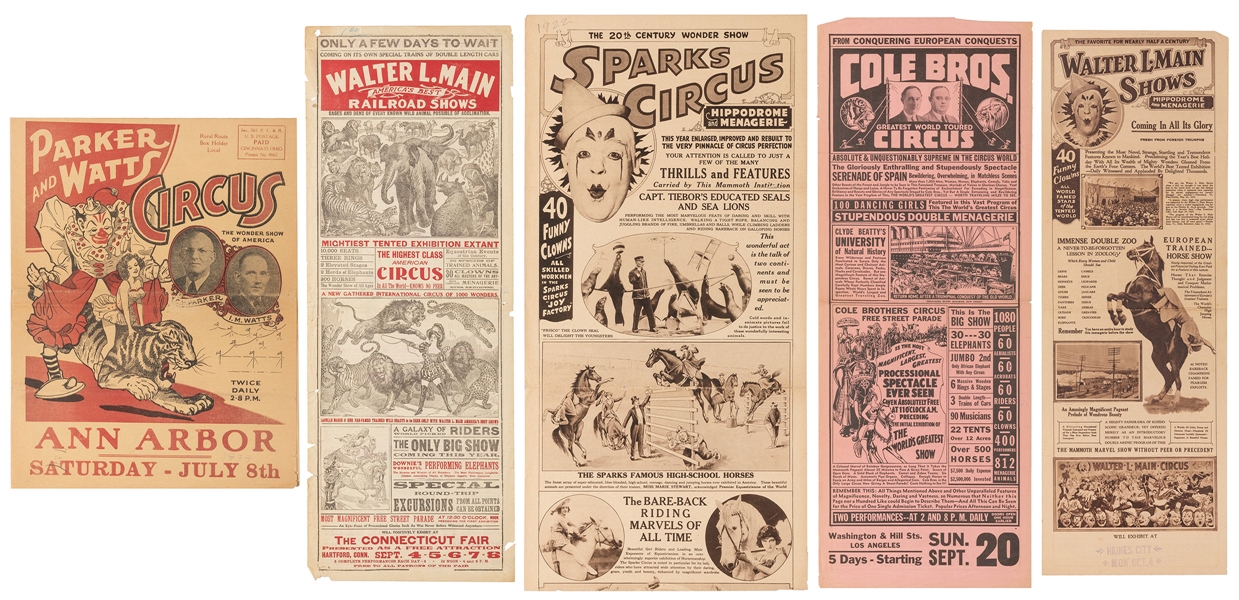  [CIRCUS]. Lot of 20 American circus heralds and couriers. 1...