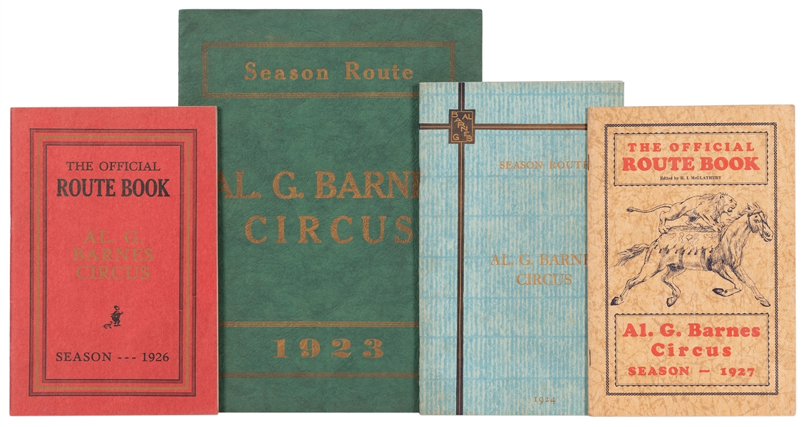  Al. G. Barnes. Circus. Four route books. Route books for th...