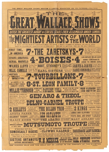  The Great Wallace Shows. Newport: Donaldson Litho., ca. 190...