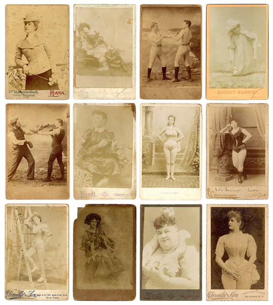 Lot Detail Circus And Sideshow A Dozen Cabinet Photographs Of Perform 