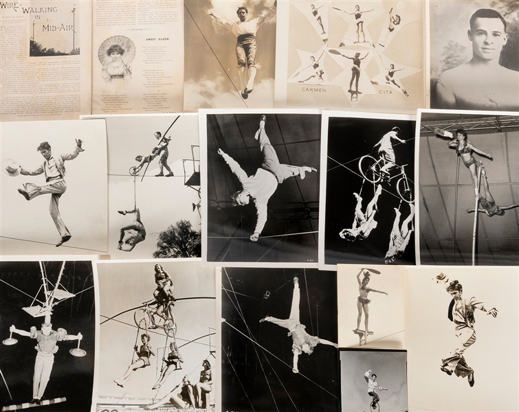  [TIGHT ROPE WALKERS]. Collection of photographs. Bulk mid-2...