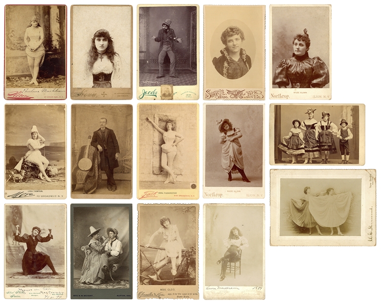  [CIRCUS & THEATER]. Collection of 16 cabinet photographs of...