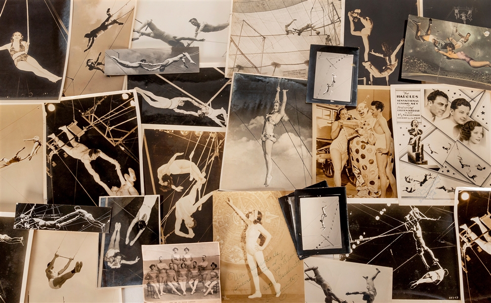  [CIRCUS—TRAPEZE ARTISTS]. Collection of trapeze artists pho...