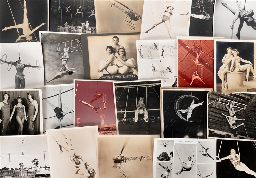  [AERIALISTS]. Collection of circus aerialist photographs. B...