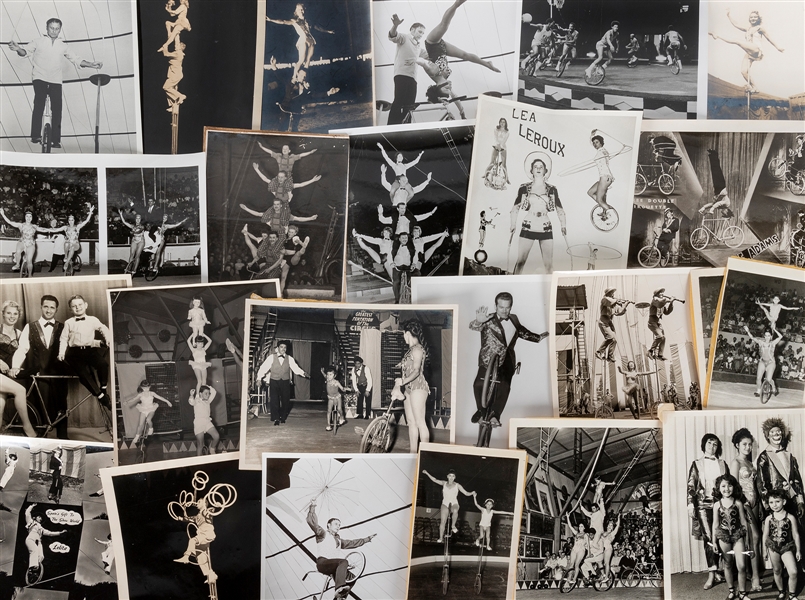  [CIRCUS—CYCLING ACTS]. Collection of photographs of circus ...