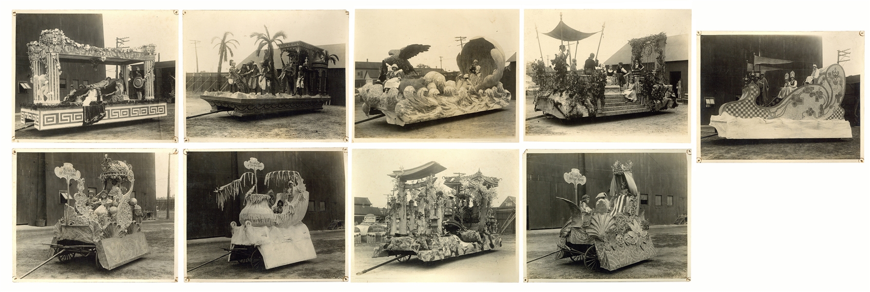  [W.F. MANGELS]. – [PARADES]. Nine parade float photographs....