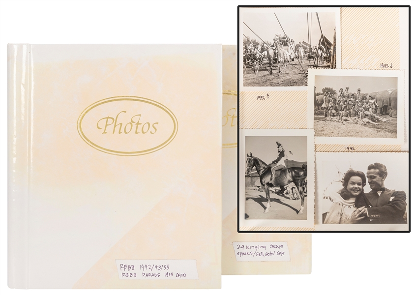  Two albums of R.B.B.B. circus snapshots and photographs, 19...